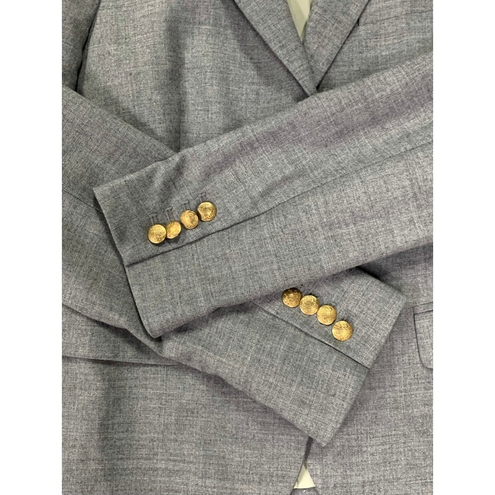 J.Crew Schoolboy Blazer Gray Wool Blend Gold Crest Button Jacket 92480 Size 8 - Picture 4 of 11